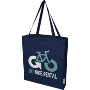 Madras torba na zakupy z bawełny z recyklingu z certyfikatem GRS 140 g/m² z dnem 12L, niebieski