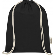 Oregon ściągana sznurkiem torba na zakupy z bawełny z recyklingu z certyfikatem GRS 140 g/m², czarny