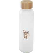 Matowa butelka ze szkła sodowo-wapniowego Lume 500 ml z zakrętką bambusową  , biały