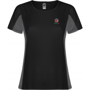 Shanghai sportowa koszulka damska z krótkim rękawem, s, czarny, szary