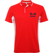 Montmelo koszulka polo unisex z krótkim rękawem, l, czerwony, biały