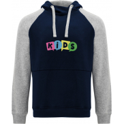 Badet dziecięca dwukolorowa bluza z kapturem, 7/8, niebieski, szary