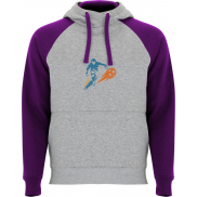 Badet dziecięca dwukolorowa bluza z kapturem, 5/6, szary, fioletowy