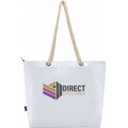 Panama torba termiczna na plażę z uchwytami ze sznurka wykonana z materiałów z recyklingu z certyfikatem GRS 23L, biały