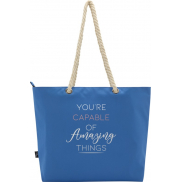 Panama torba termiczna na plażę z uchwytami ze sznurka wykonana z materiałów z recyklingu z certyfikatem GRS 23L, niebieski