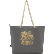 Panama torba termiczna na plażę z uchwytami ze sznurka wykonana z materiałów z recyklingu z certyfikatem GRS 23L, szary