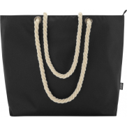 Panama torba termiczna na plażę z uchwytami ze sznurka wykonana z materiałów z recyklingu z certyfikatem GRS 23L, czarny