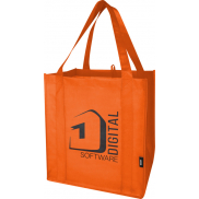 Liberty torba na zakupy z twardym dnem o pojemności 29 l wykonana z włókniny z recyklingu z certyfikatem GRS, pomarańczowy