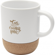 Billie kubek ceramiczny o pojemności 300 ml z detalami z korka i matowym wykończeniem, biały