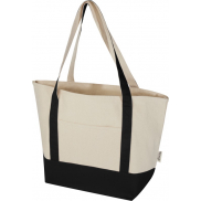 Sam torba na zakupy z bawełny z recyklingu z certyfikatem GRS o gramaturze 320 g/m², czarny, piasek pustyni