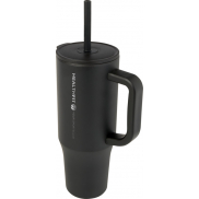 Brady izolowany kubek z certyfikatem RCS o pojemności 900 ml z silikonową słomką, czarny
