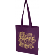 Madras Blend torba na zakupy z bawełny z recyklingu z certyfikatem GRS o gramaturze 140 g/m² i pojemności 7l, fioletowy