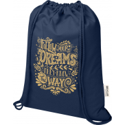 Oregon Blend torba ściągana sznurkiem z materiału materiału z recyklingu, 140 g/m², 5 l, posiadająca certyfikat GRS, niebieski