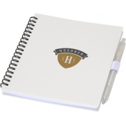 Niove zestaw notatnik w miękkiej okładce z tworzyw sztucznych pochodzących z recyklingu i długopis (niebieski tusz), biały