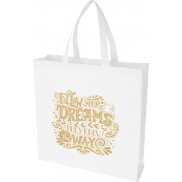 EcoSeal torba na zakupy z dnem wykonana z włókiny z recyklingu z certyfikatem GRS o pojemności 12 l, biały