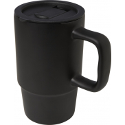 Carter kubek ceramiczny o pojemności 450 ml z plastikową pokrywką, czarny