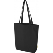 Odisha organiczna torba na zakupy z szerokim dnem z certyfikatem OCS o gramaturze 180 g/m², 11 l , czarny