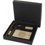 Minka zestaw upominkowy zawierający długopis wykonany z aluminium z recyklingu z certyfikatem RCS, łańcuch do kluczy oraz ram, p