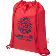 Peru Blend torba ściągana sznurkiem z materiału z recyklingu z certyfikatem GRS o gramaturze 180 g/m², 5 l, czerwony