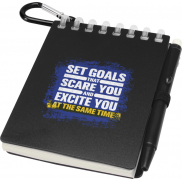 Lig Mini outdoorowy zestaw z notatnikiem w miękkiej okładce z tworzyw sztucznych pochodzących z recyklingu i długopisem (nieb, c