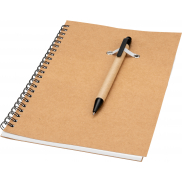 Notes A5 w linie z długopisem z tektury z recyklingu KENTWOOD - brązowy