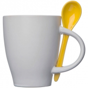 Kubek ceramiczny z łyżeczką PALERMO 250 ml - żółty