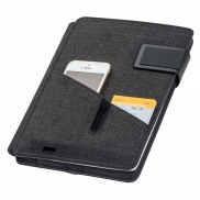 Folder A5 z power bankiem 4000 mAh LENO - czarny