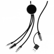 DŁUGI KABEL 5W1 Z PODŚWIETLANYM LOGO, W102TG - czarny