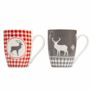 Zestaw 2 świątecznych kubków porcelanowych 300 ml ANKARA - wielokolorowy