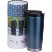 Kubek termiczny stalowy z recyklingu LA LOUVIERE MoLu 540 ml - granatowy