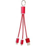Kabel do ładowania 3w1 Metal z kółkiem na klucze, czerwony