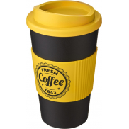 Kubek termiczny z serii Americano® o pojemności 350 ml z uchwytem, czarny, żółty