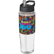 Bidon H2O Tempo® o pojemności 700 ml z wieczkiem z słomką, biały, czarny