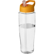 Bidon H2O Tempo® o pojemności 700 ml z wieczkiem z słomką, biały, pomarańczowy