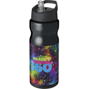 Bidon H2O Base® o pojemności 650 ml z wieczkiem z słomką, czarny