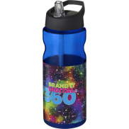 Bidon H2O Base® o pojemności 650 ml z wieczkiem z słomką, niebieski, czarny