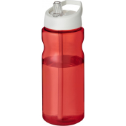 Bidon H2O Base® o pojemności 650 ml z wieczkiem z słomką, czerwony, biały