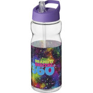 Bidon H2O Base® o pojemności 650 ml z wieczkiem z słomką, biały, fioletowy