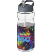 Bidon H2O Base® o pojemności 650 ml z wieczkiem z słomką, biały, szary