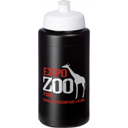 Bidon Baseline® Plus o pojemności 500 ml ze sportowym wieczkiem i uchwytem, czarny, biały