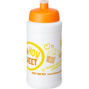 Bidon Baseline® Plus o pojemności 500 ml z wieczkiem sportowym, biały, pomarańczowy
