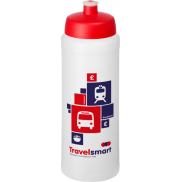 Bidon Baseline® Plus o pojemności 750 ml ze sportowym wieczkiem i uchwytem, biały, czerwony