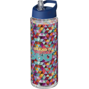 Bidon H2O Vibe o pojemności 850 ml z wieczkiem z dzióbkiem, biały, niebieski