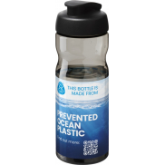 Bidon H2O Active® Eco POP Base o pojemności 650 ml z wieczkiem zaciskowym, szary, czarny