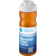 Bidon H2O Active® Eco POP Base o pojemności 650 ml z wieczkiem zaciskowym, pomarańczowy, biały