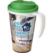 Kubek Brite-Americano® 350 ml z wieczkiem zapobiegającym rozchlapaniu, biały, zielony