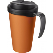 Americano® Grande 350 ml mug with spill-proof lid, pomarańczowy, czarny