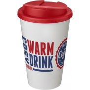 Kubek Americano® 350 ml z pokrywką chroniącą przed rozlaniem, biały, czerwony