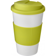 Kubek Americano® 350 ml z uchwytem i pokrywką chroniącą przed rozlaniem, biały, zielony