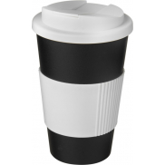 Kubek Americano® 350 ml z uchwytem i pokrywką chroniącą przed rozlaniem, czarny, biały